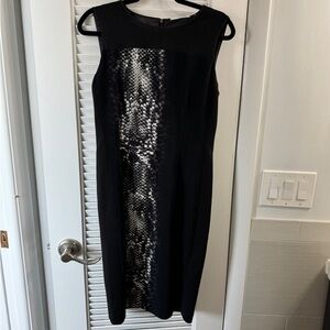 Black Tahari printed work dress size 8